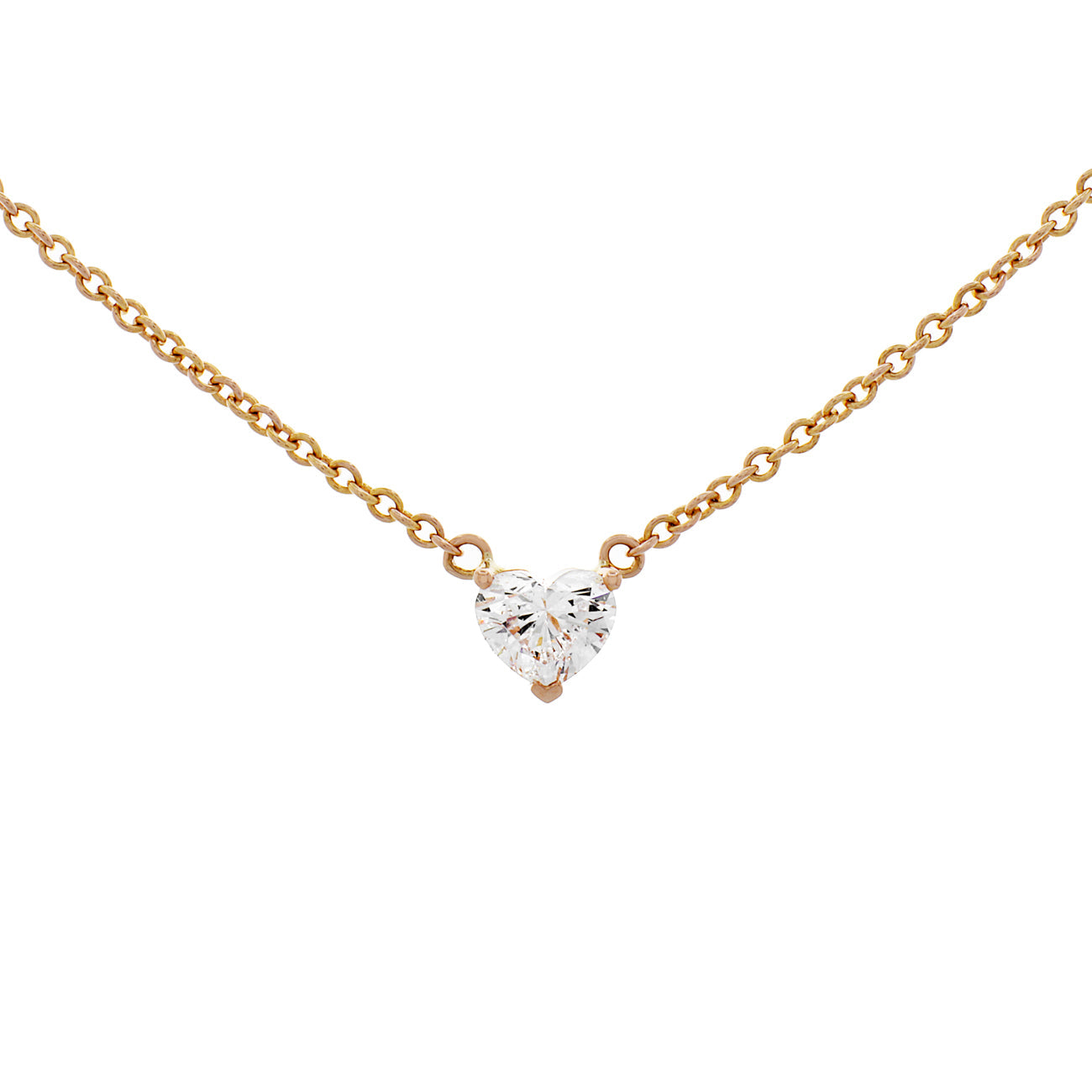 Exclusive 18K Rose Gold 0.51 Carat Heart Diamond Pendant — Front View