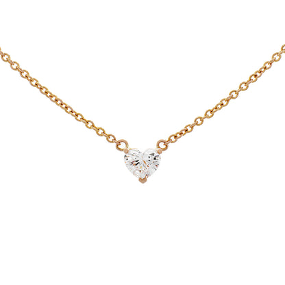 Exclusive 18K Rose Gold 0.51 Carat Heart Diamond Pendant — Front View