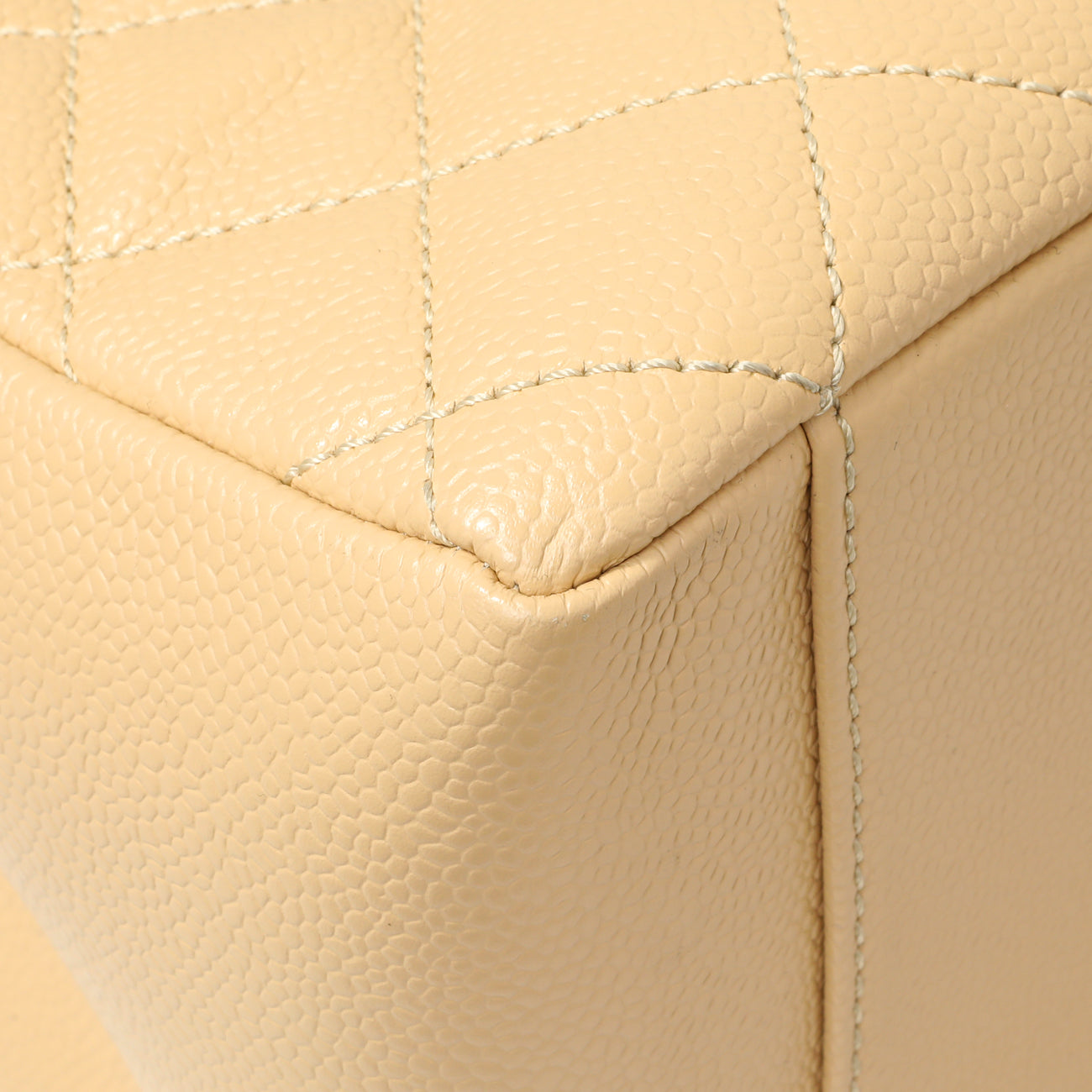 Exclusive Chanel Beige Quilted Caviar Grand Shopping Tote GST — Top View