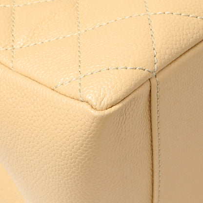 Exclusive Chanel Beige Quilted Caviar Grand Shopping Tote GST — Top View