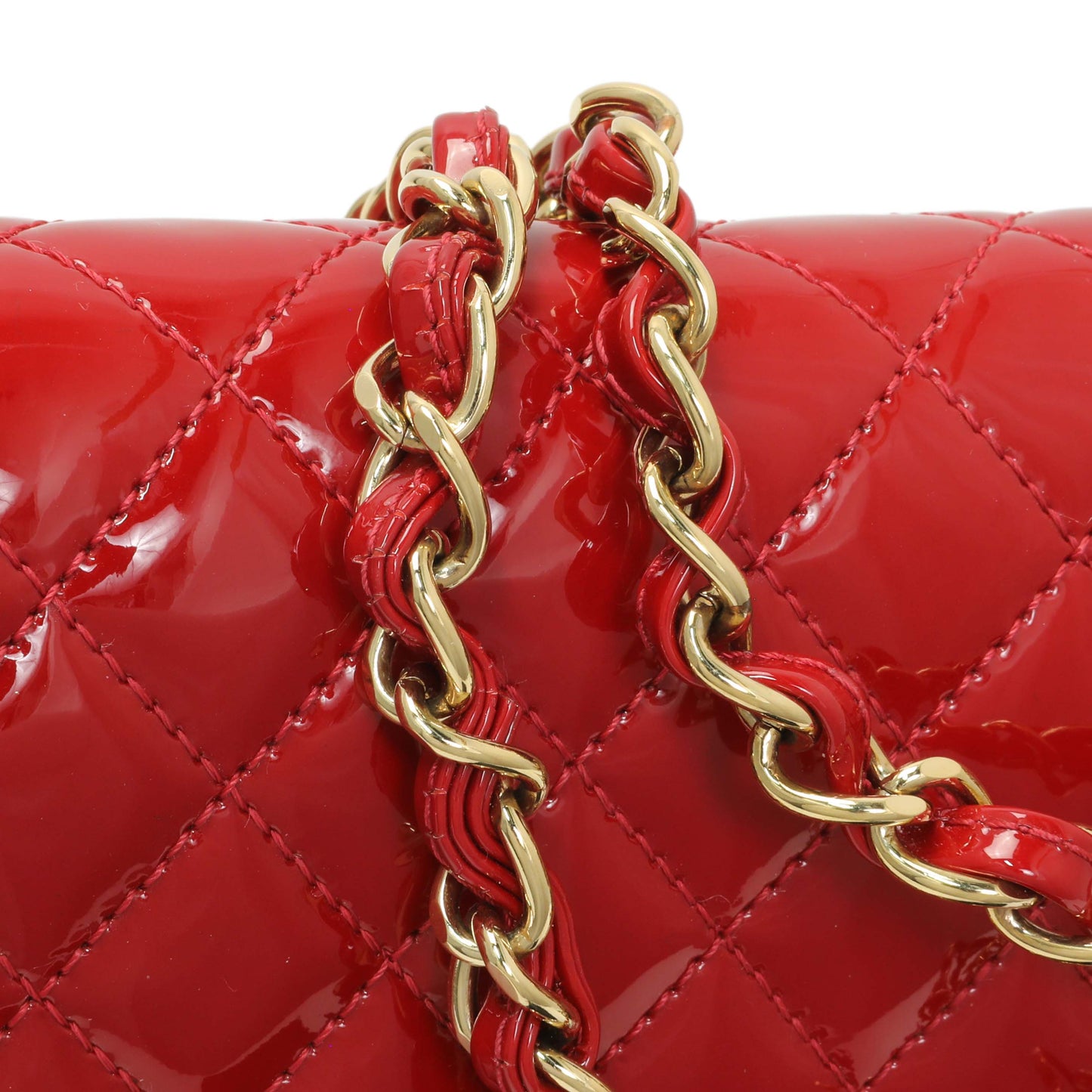 Exclusive Chanel Red Patent Quilted Valentine Flap — Alternate View 11