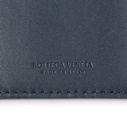 Exclusive Bottega Veneta Blue Nappa Maxi Intrecciato Card Holder — Detail View
