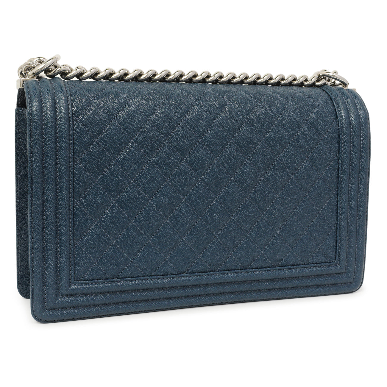 Exclusive Chanel Blue Quilted Caviar New Medium Boy Bag — Side View