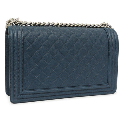 Exclusive Chanel Blue Quilted Caviar New Medium Boy Bag — Side View
