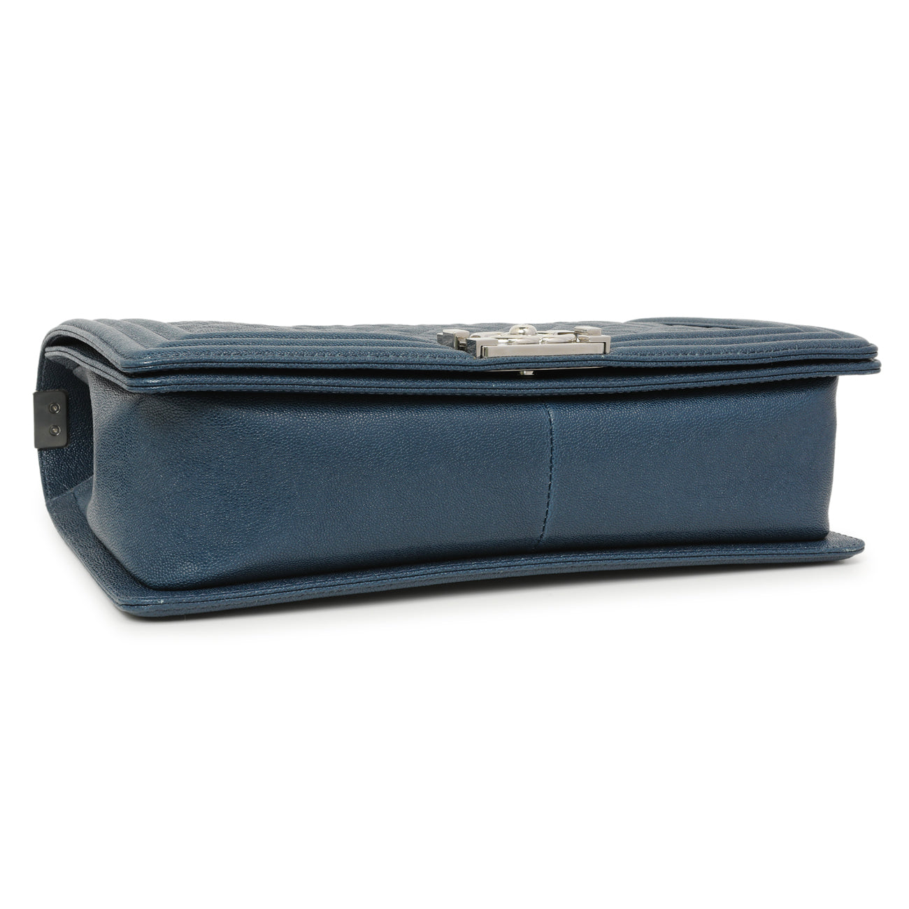 Exclusive Chanel Blue Quilted Caviar New Medium Boy Bag — Back View