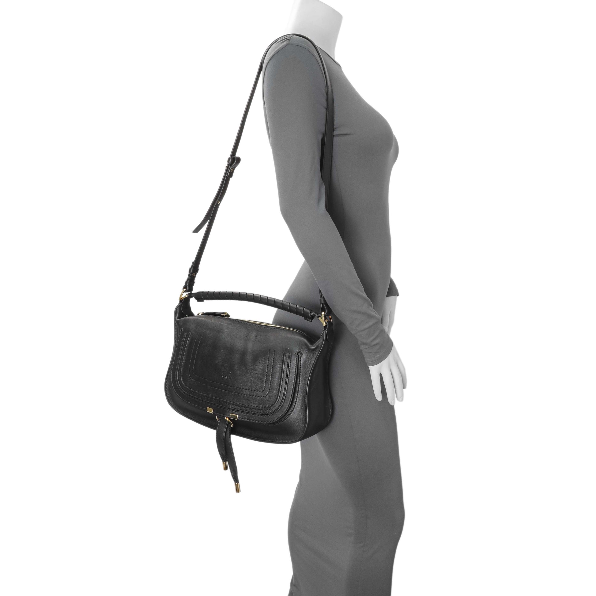 Exclusive Chloe Black Grained Calfskin Small Marcie Shoulder Bag — Alternate View 7