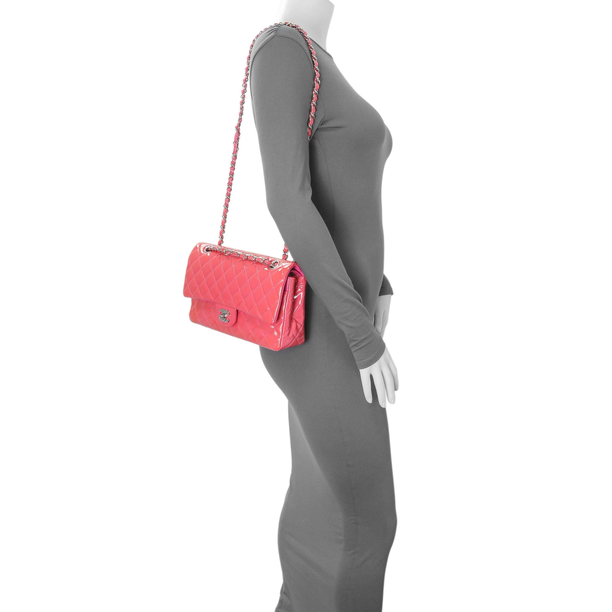 Exclusive Chanel Coral Pink Patent Medium Double Flap — Alternate View 12