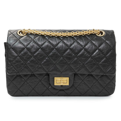 Exclusive Chanel Black Aged Calfskin Quilted 2.55 Reissue 225 Flap — Front View