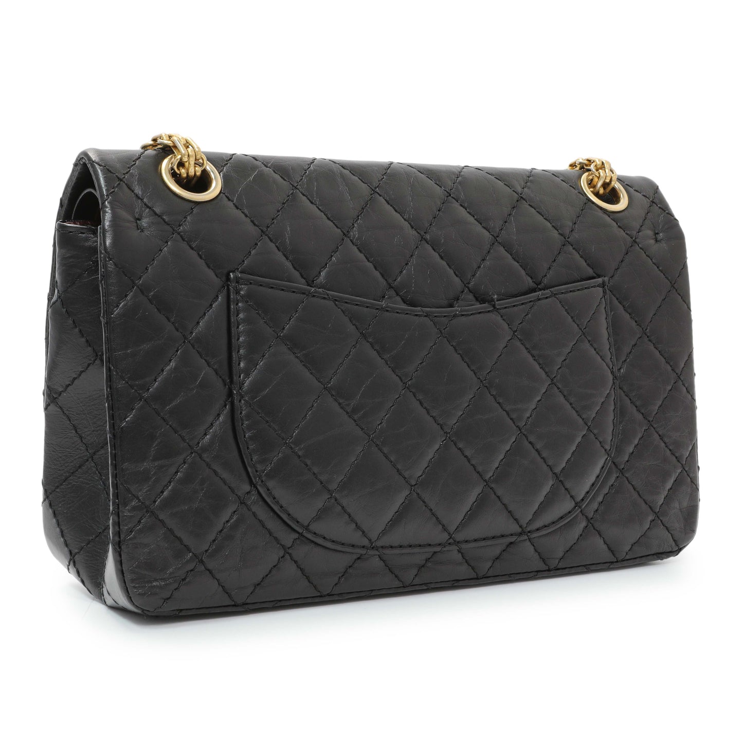 Exclusive Chanel Black Aged Calfskin Quilted 2.55 Reissue 225 Flap — Side View