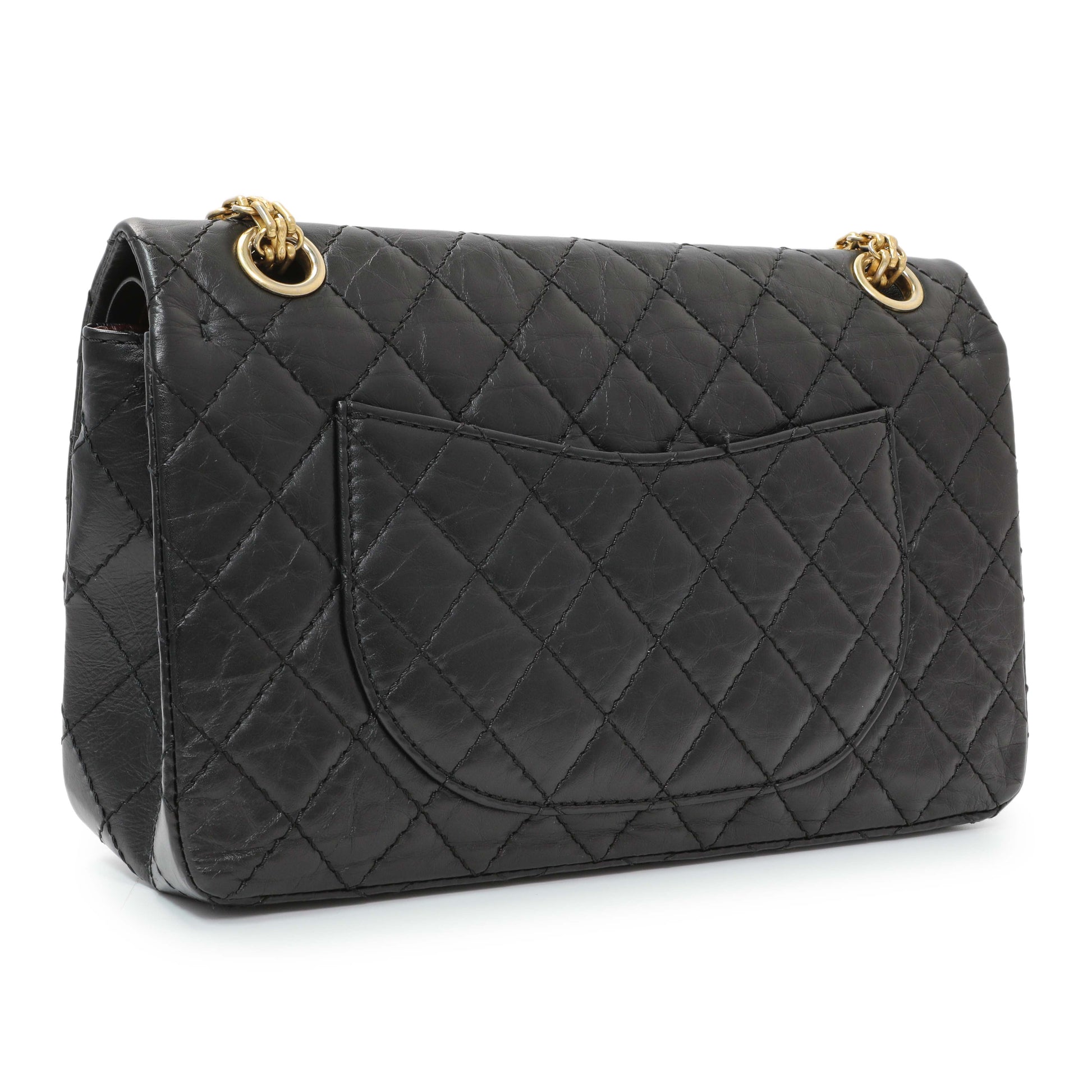 Exclusive Chanel Black Aged Calfskin Quilted 2.55 Reissue 225 Flap — Side View
