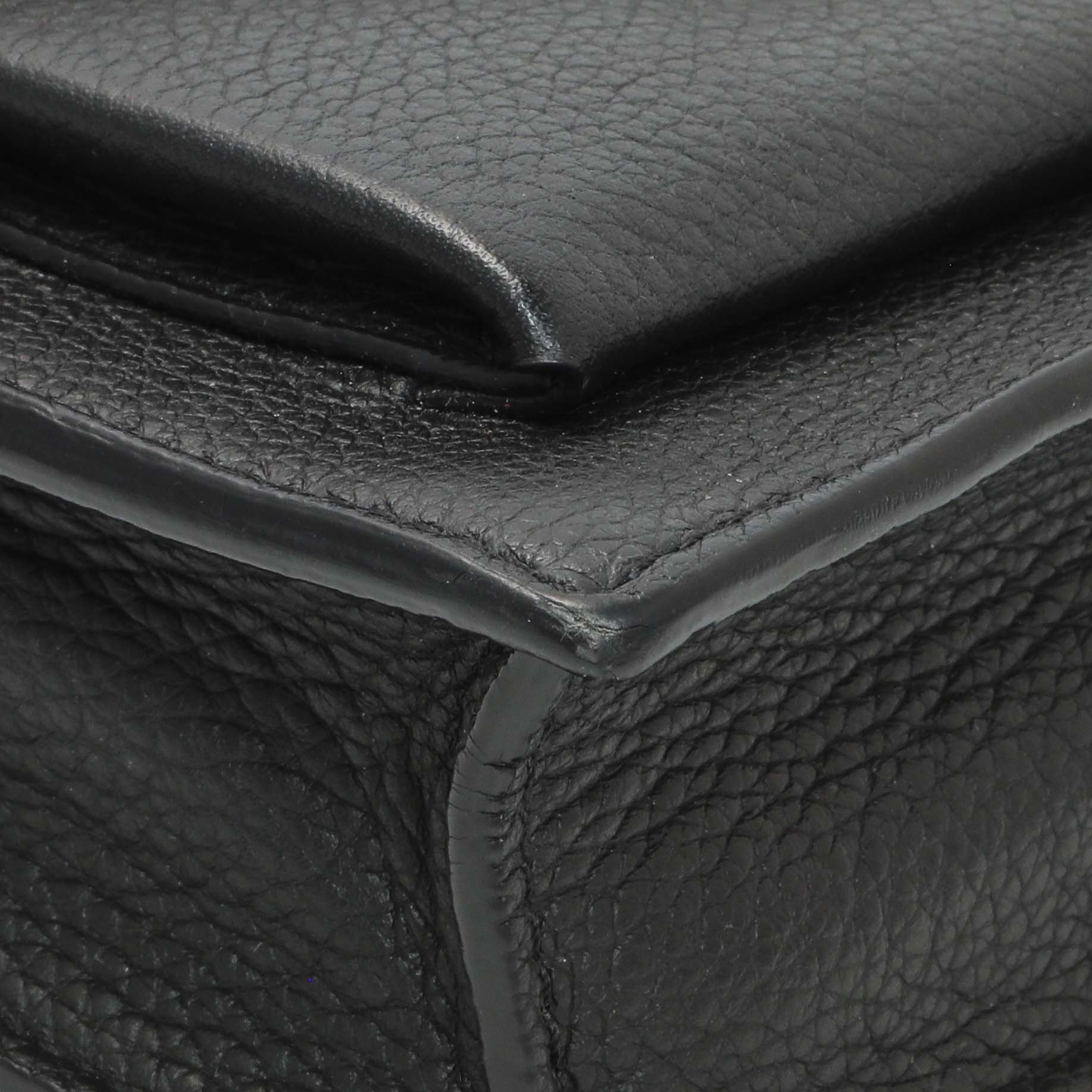 Exclusive Louis Vuitton Black Calfskin Mylockme Chain Pochette — Top View