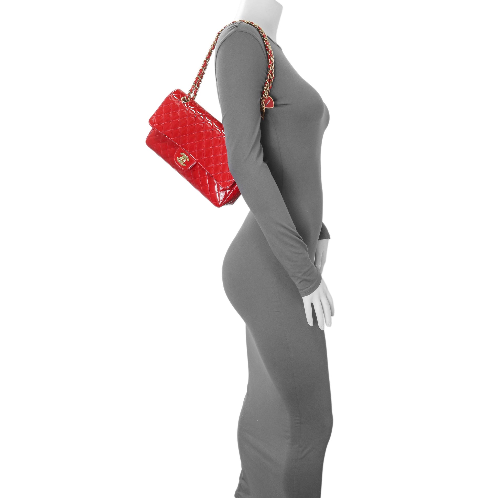 Exclusive Chanel Red Patent Quilted Valentine Flap — Alternate View 12