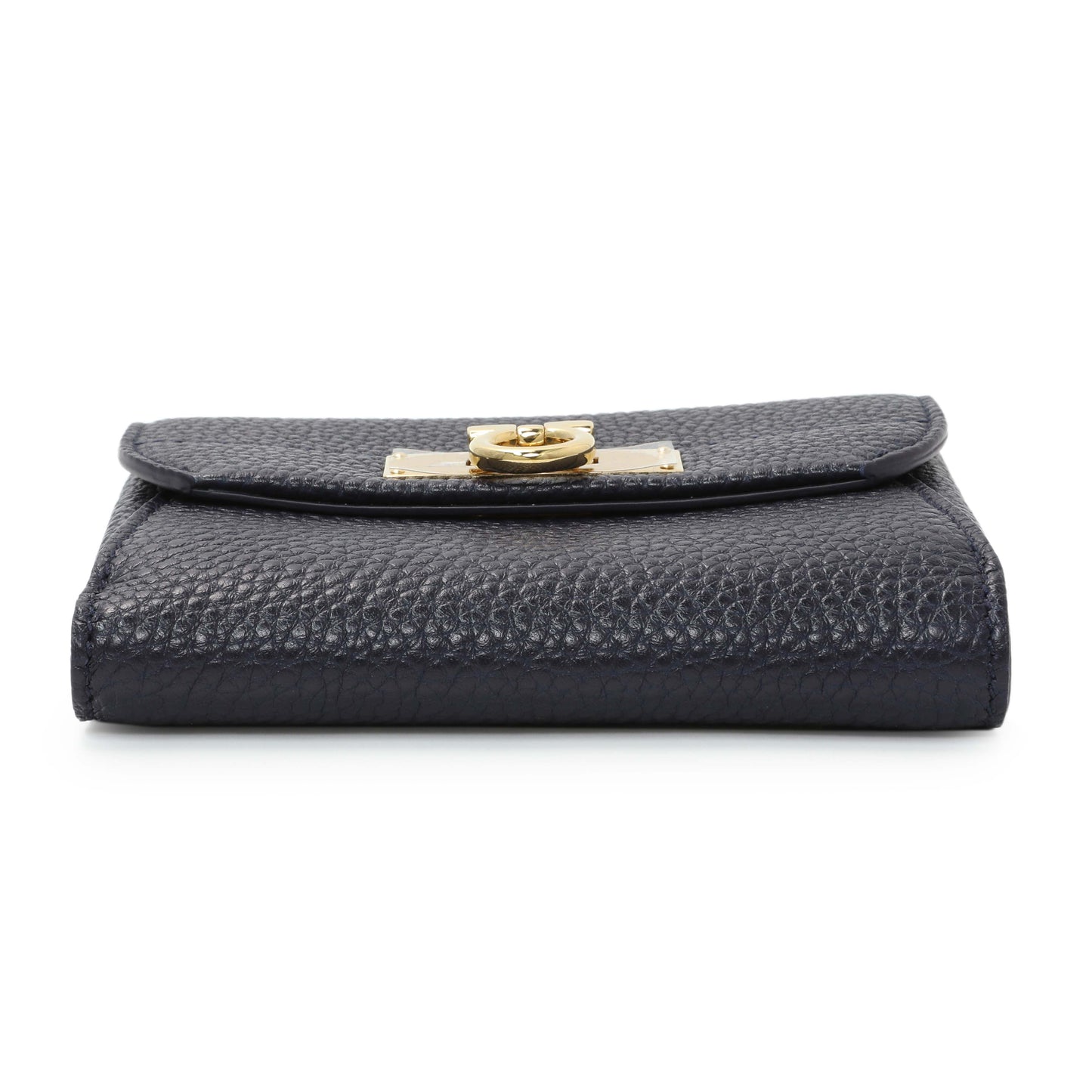 Exclusive Salvatore Ferragamo Blue Calfskin Compact Wallet — Back View
