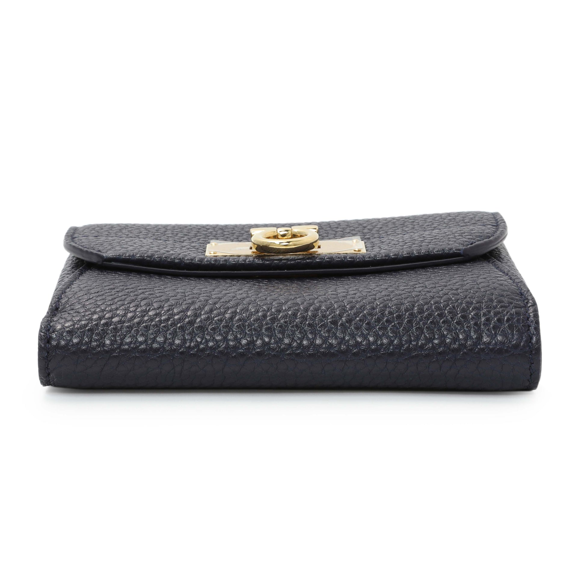 Exclusive Salvatore Ferragamo Blue Calfskin Compact Wallet — Back View