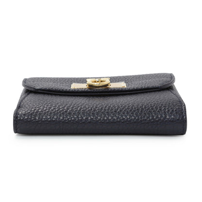 Exclusive Salvatore Ferragamo Blue Calfskin Compact Wallet — Back View