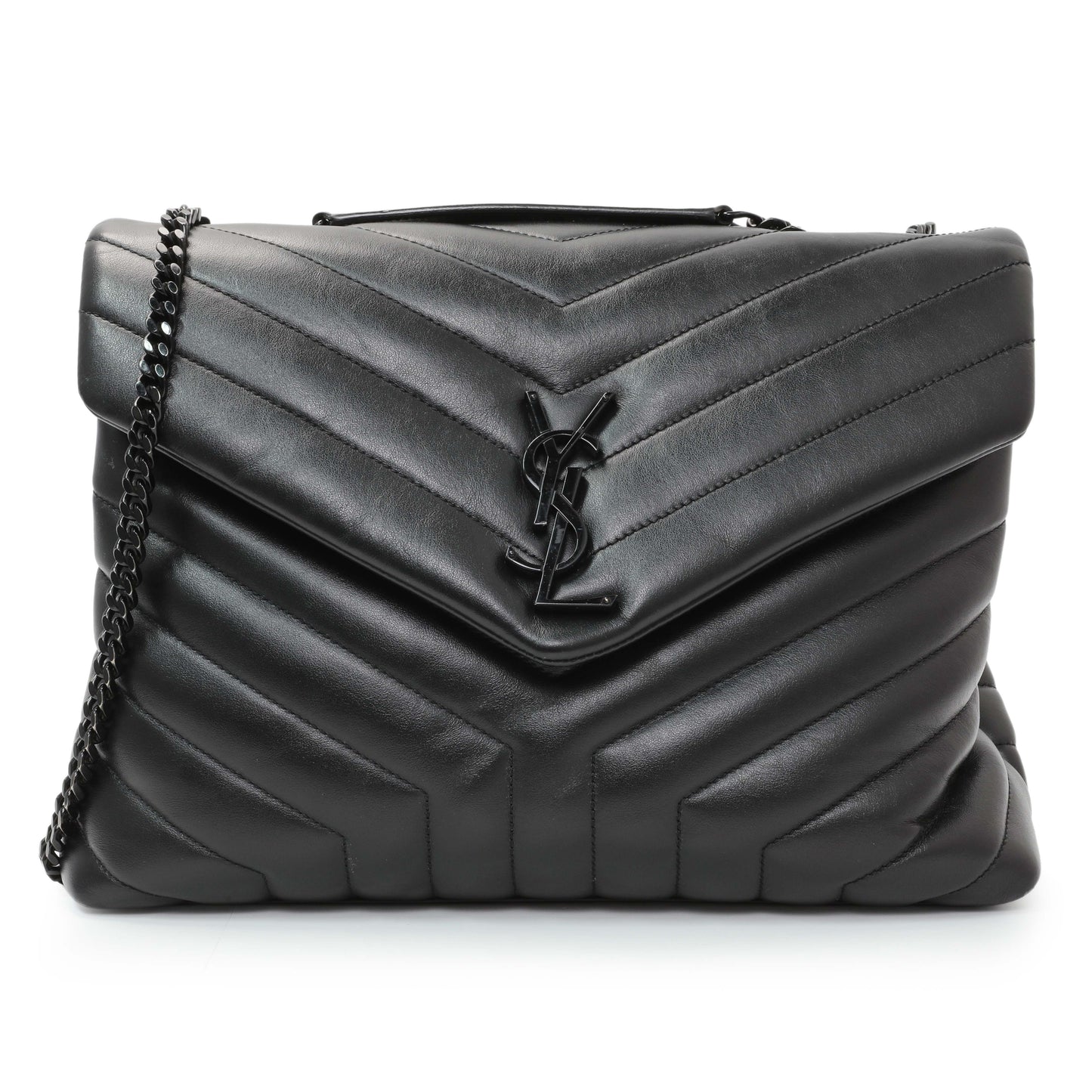 Exclusive Saint Laurent Black Calfskin Medium Loulou — Front View