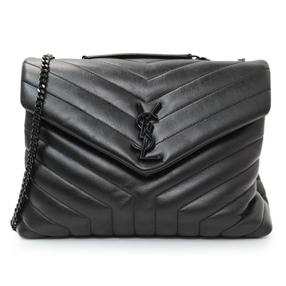 Exclusive Saint Laurent Black Calfskin Medium Loulou — Front View