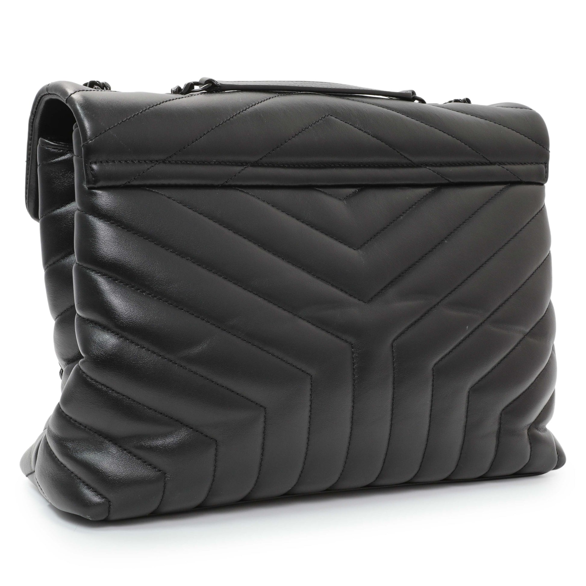 Exclusive Saint Laurent Black Calfskin Medium Loulou — Side View