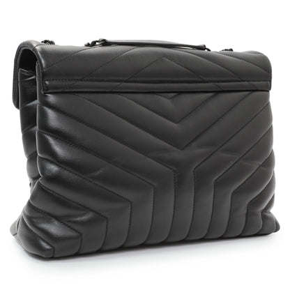 Exclusive Saint Laurent Black Calfskin Medium Loulou — Side View