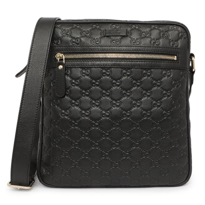 Exclusive Gucci Black Guccissima Messenger Bag — Front View