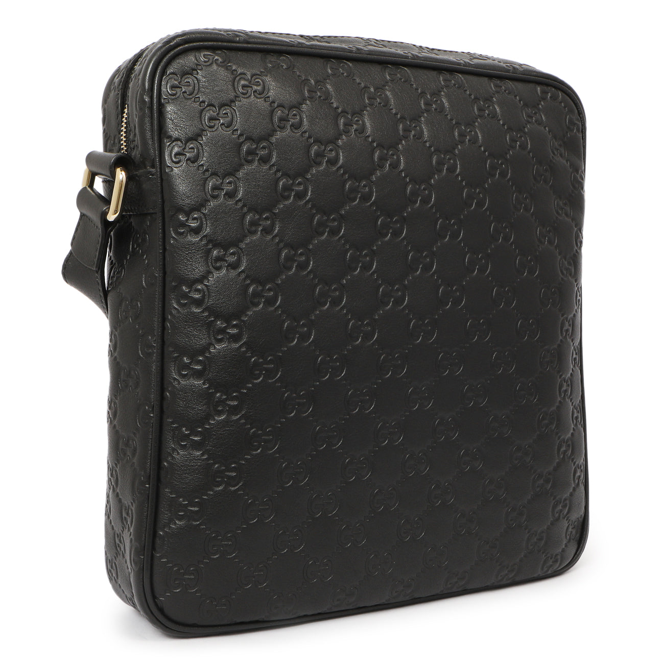 Exclusive Gucci Black Guccissima Messenger Bag — Side View