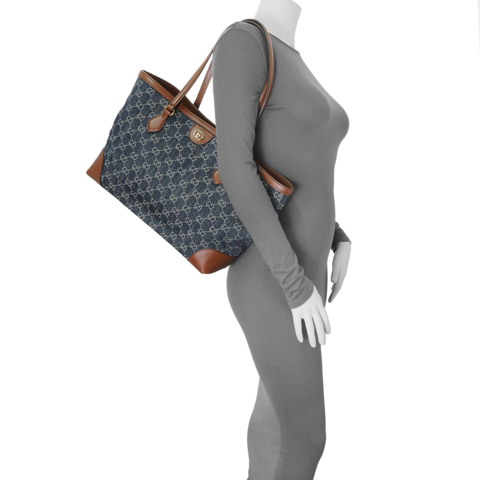 Exclusive Gucci Blue Monogram Denim Medium Ophidia Shopping Tote — Alternate View 7