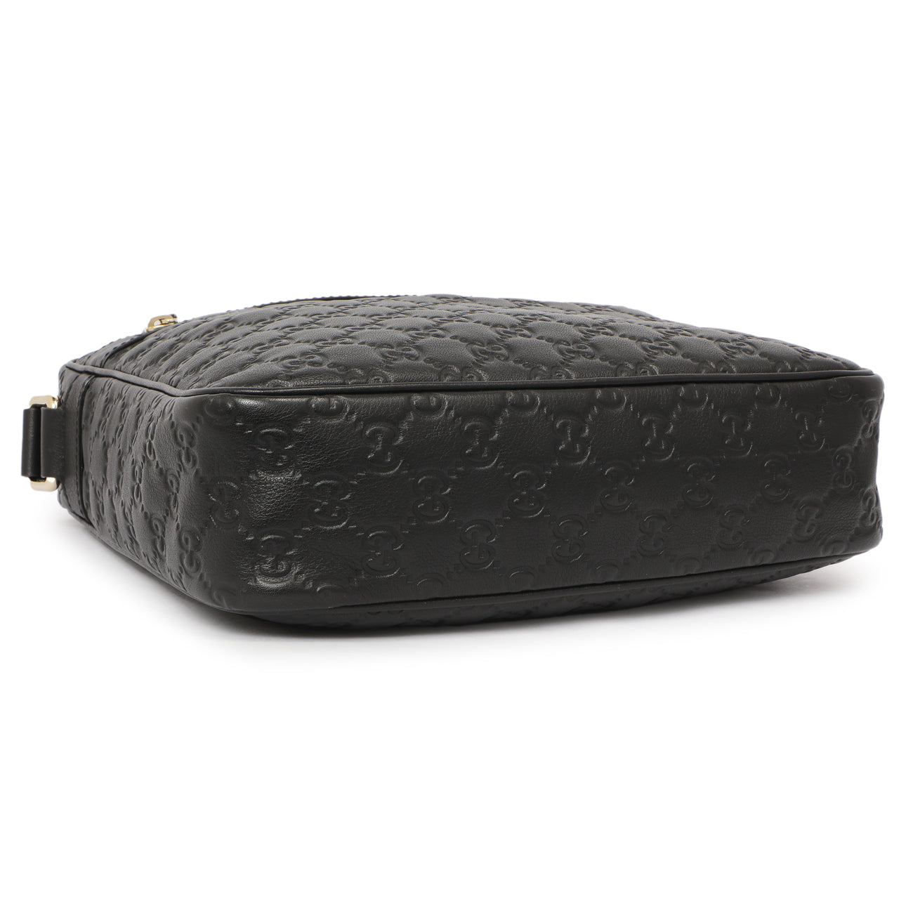 Exclusive Gucci Black Guccissima Messenger Bag — Back View