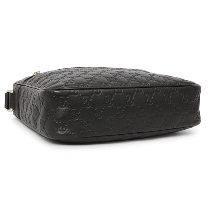 Exclusive Gucci Black Guccissima Messenger Bag — Back View