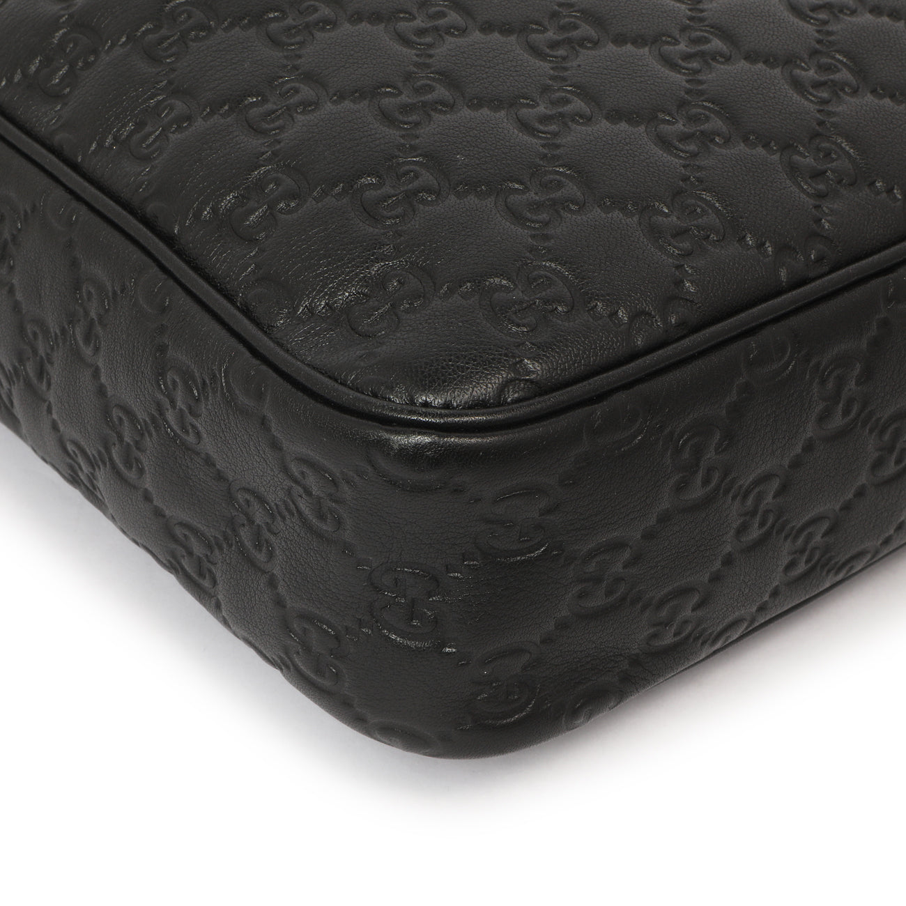Exclusive Gucci Black Guccissima Messenger Bag — Top View
