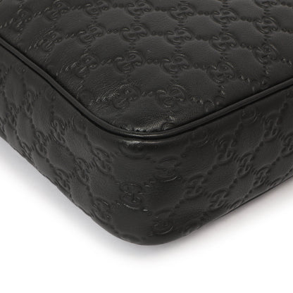 Exclusive Gucci Black Guccissima Messenger Bag — Top View