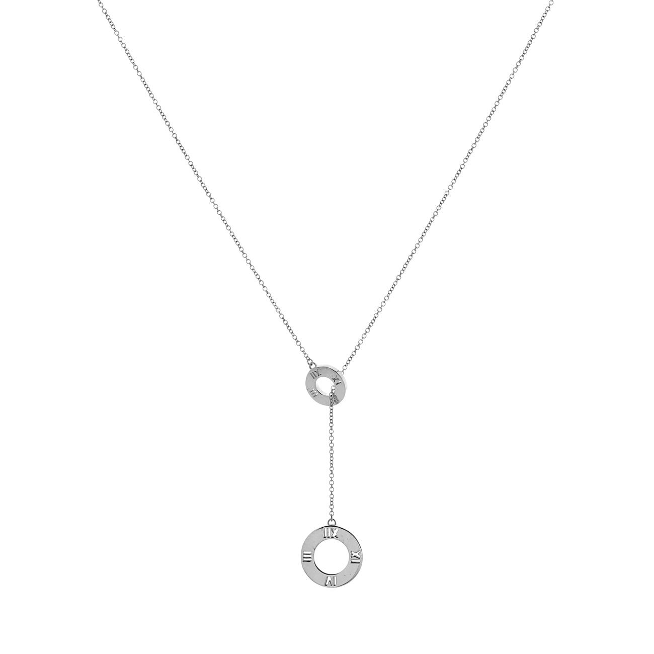 Exclusive Tiffany & Co. Sterling Silver Atlas Lariat Pendant Necklace — Front View