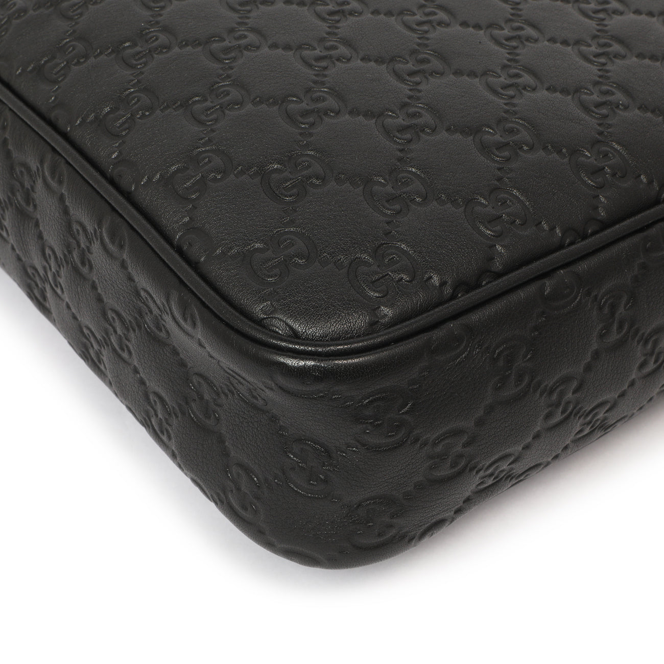 Exclusive Gucci Black Guccissima Messenger Bag — Lifestyle View
