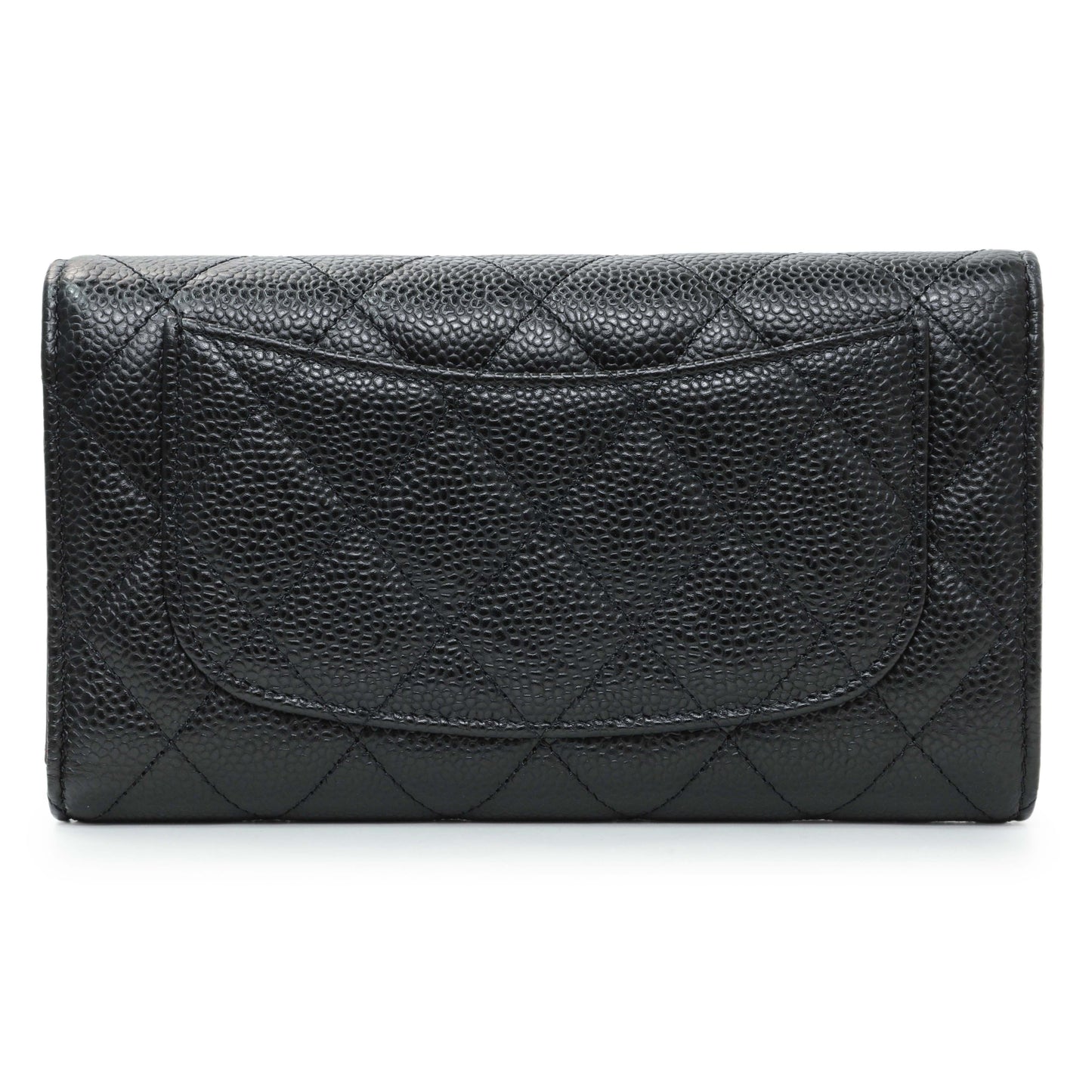 Exclusive Chanel Black Quilted Caviar Large Flap Wallet — Side View