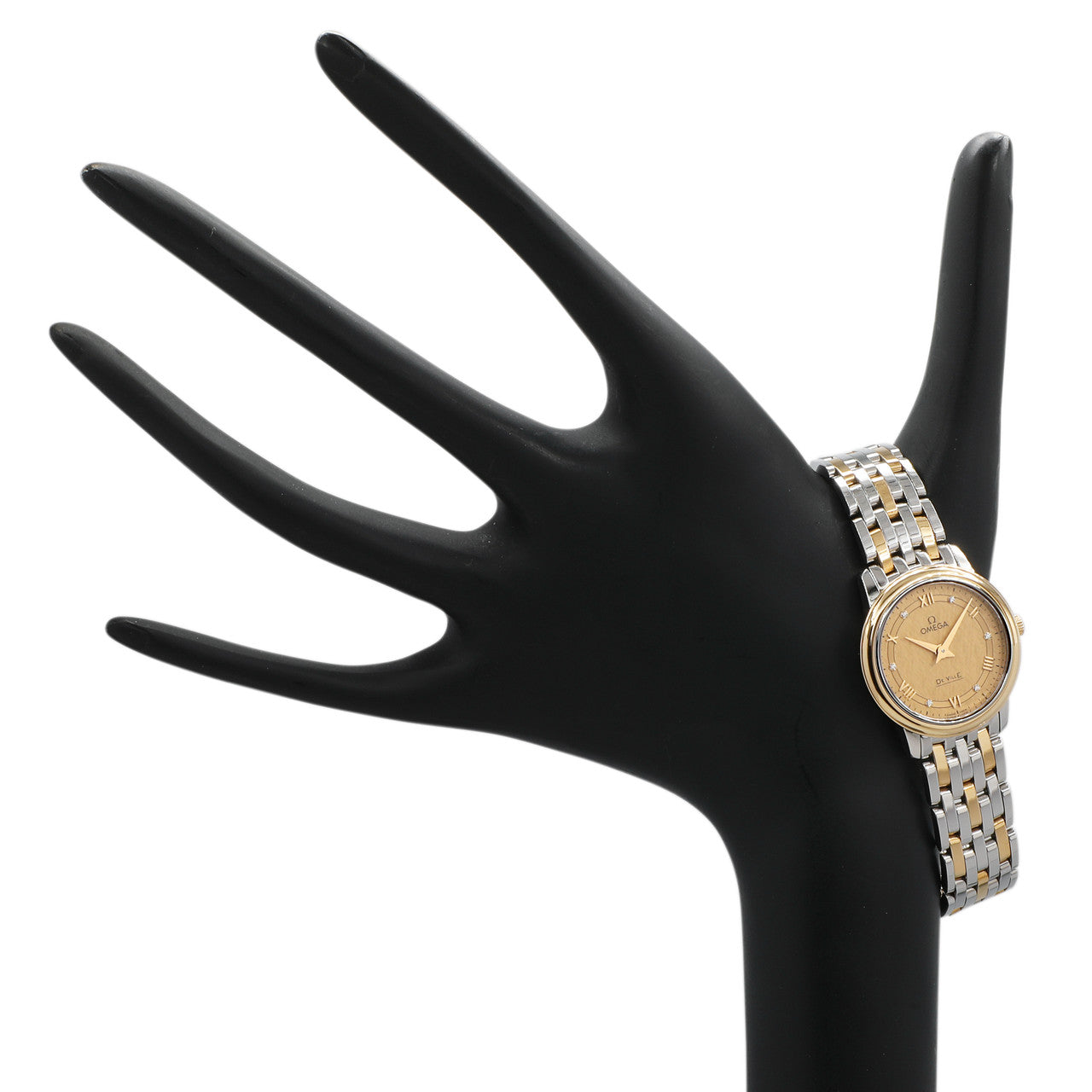 Exclusive Omega Stainless Steel 18K Yellow Gold De Ville Prestige Quartz 424.20.27.60.58.004 — Detail View