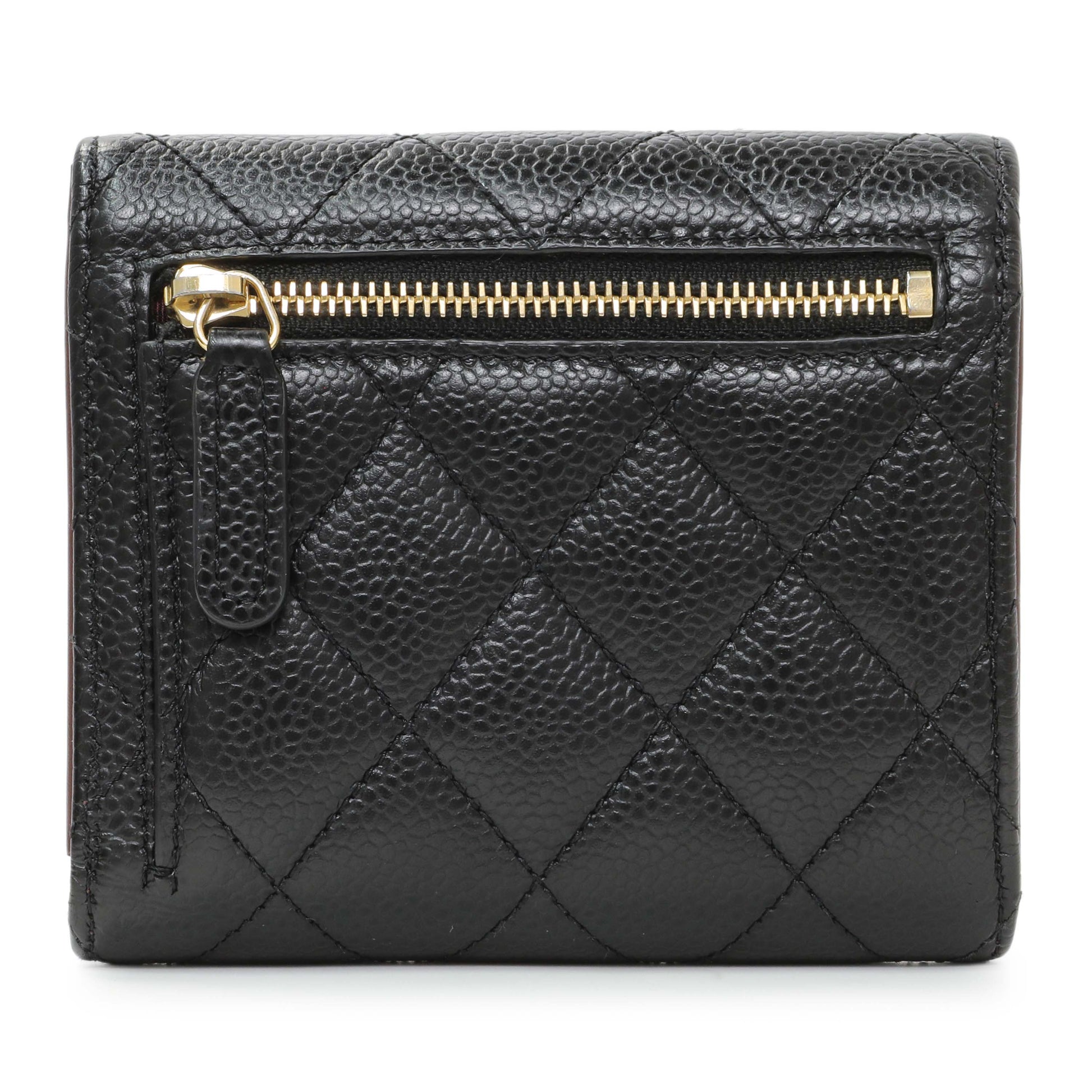 Exclusive Chanel Black Quilted Caviar Compact Flap Wallet — Side View