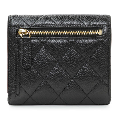Exclusive Chanel Black Quilted Caviar Compact Flap Wallet — Side View