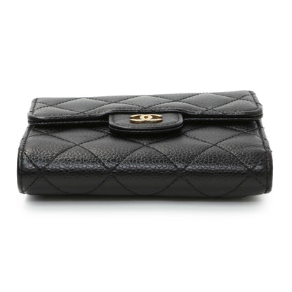 Exclusive Chanel Black Quilted Caviar Compact Flap Wallet — Back View