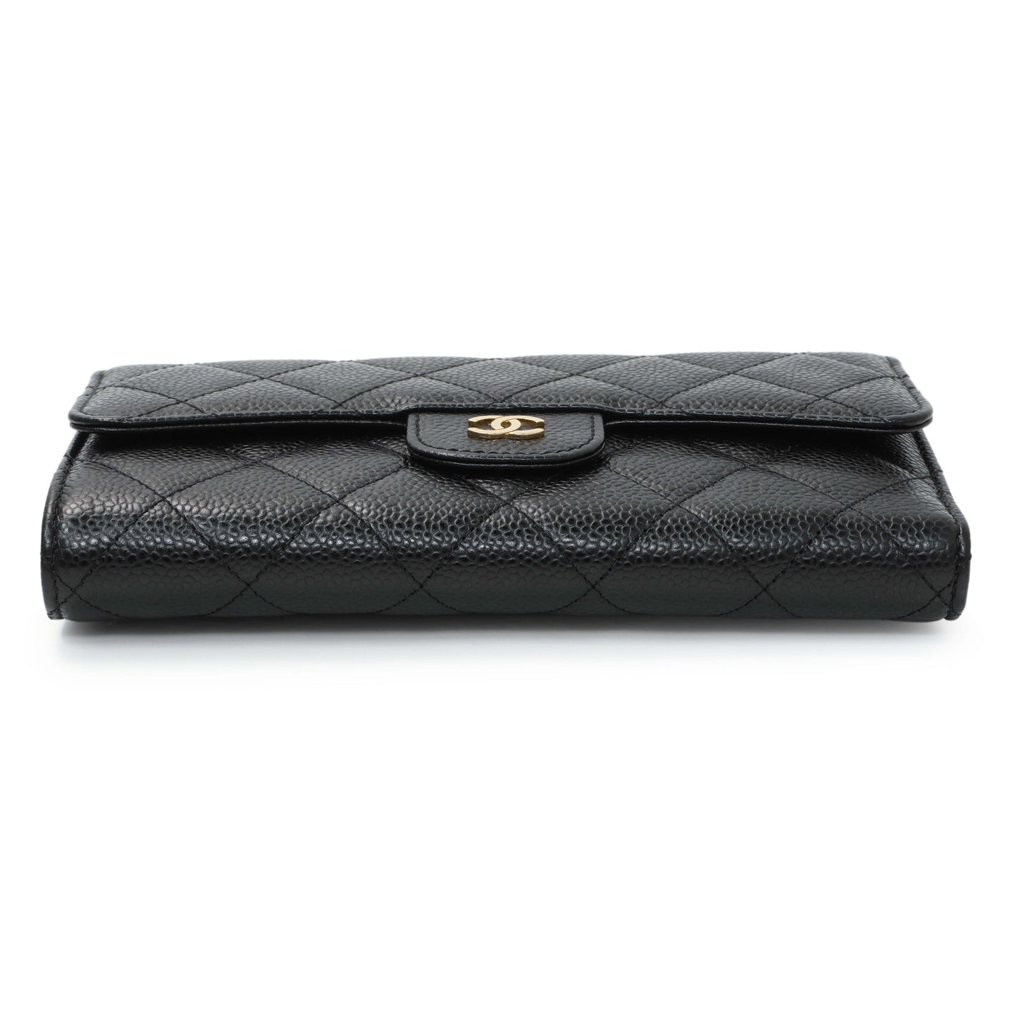 Exclusive Chanel Black Quilted Caviar Large Flap Wallet — Back View
