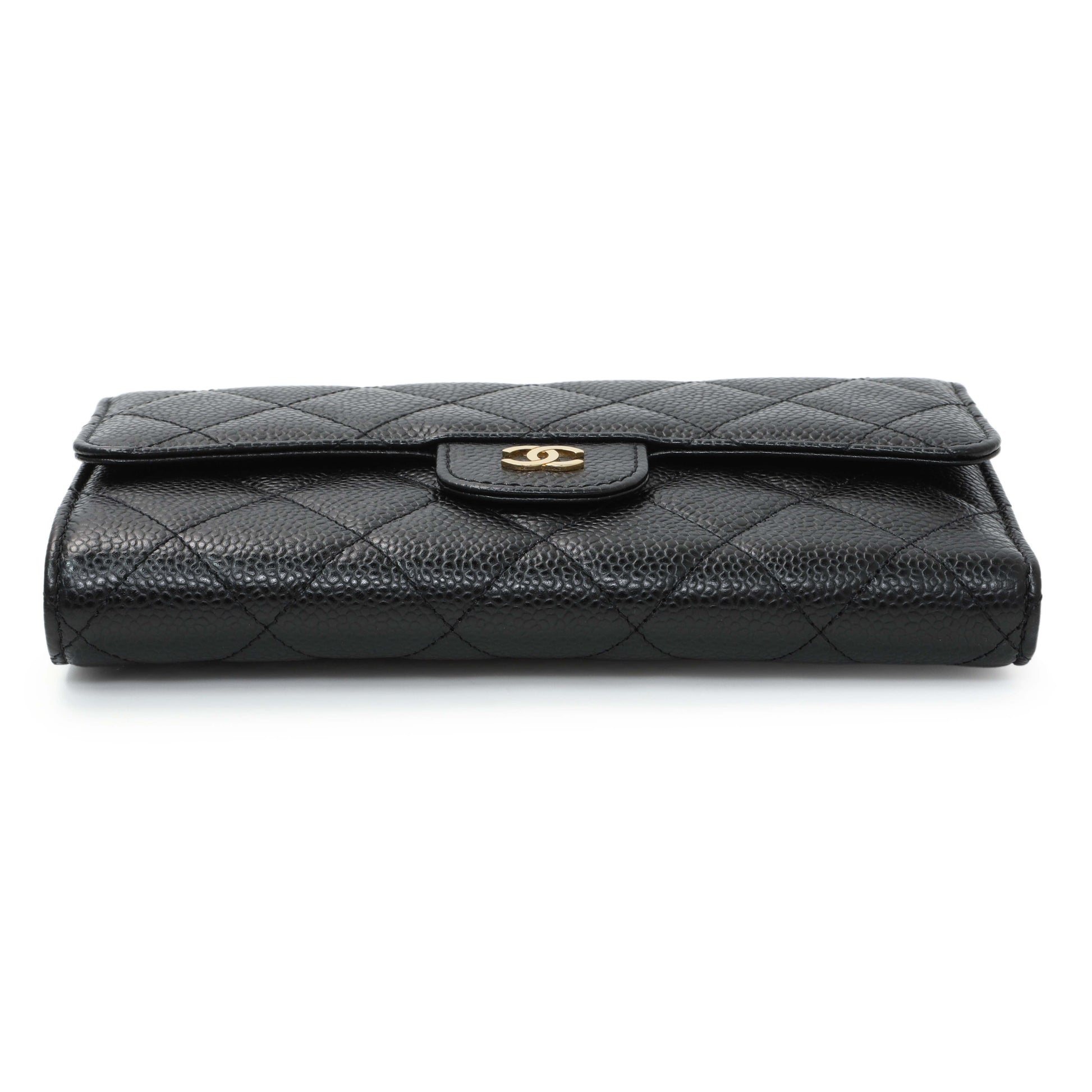 Exclusive Chanel Black Quilted Caviar Large Flap Wallet — Back View