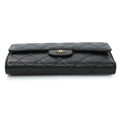 Exclusive Chanel Black Quilted Caviar Large Flap Wallet — Back View