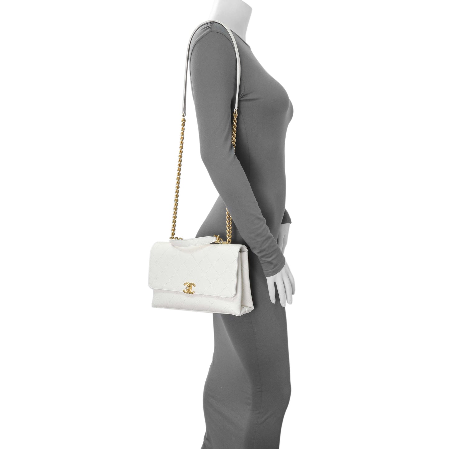 Exclusive Chanel White Quilted Caviar Chic Affinity Flap — Alternate View 12