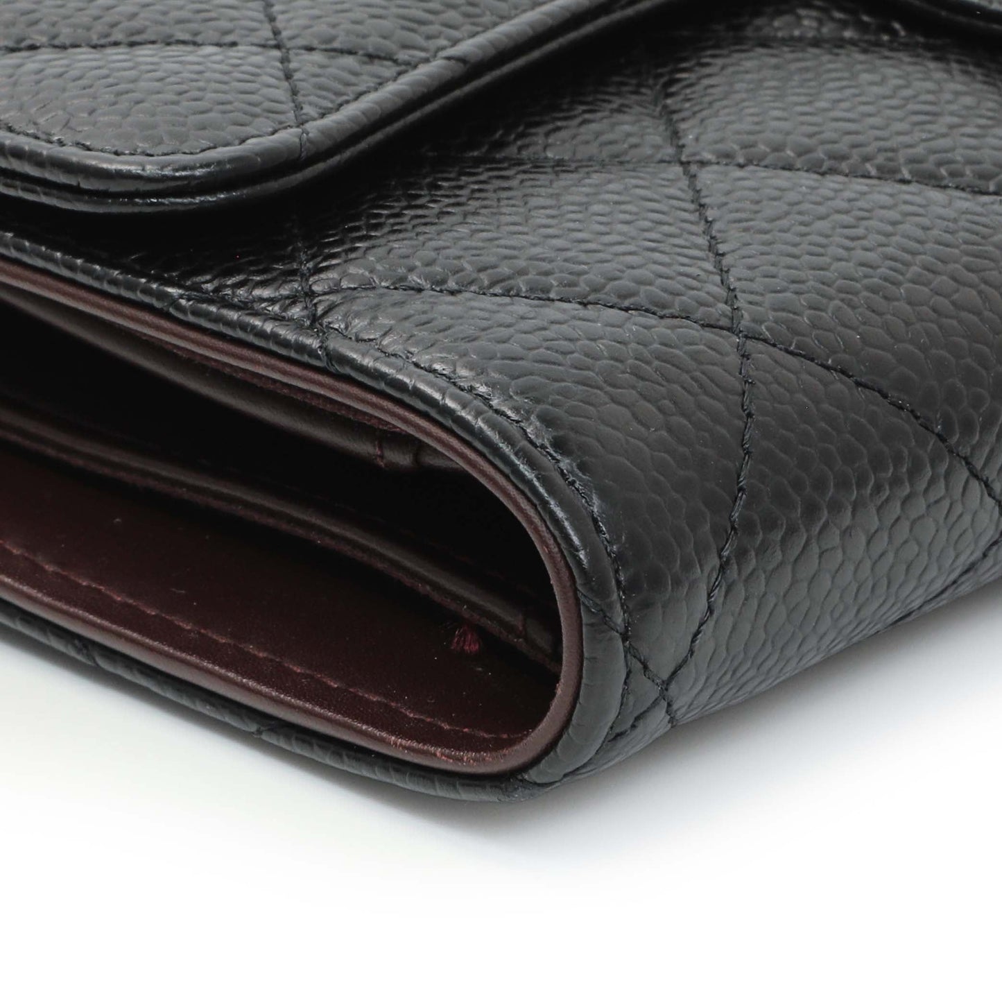 Exclusive Chanel Black Quilted Caviar Large Flap Wallet — Top View