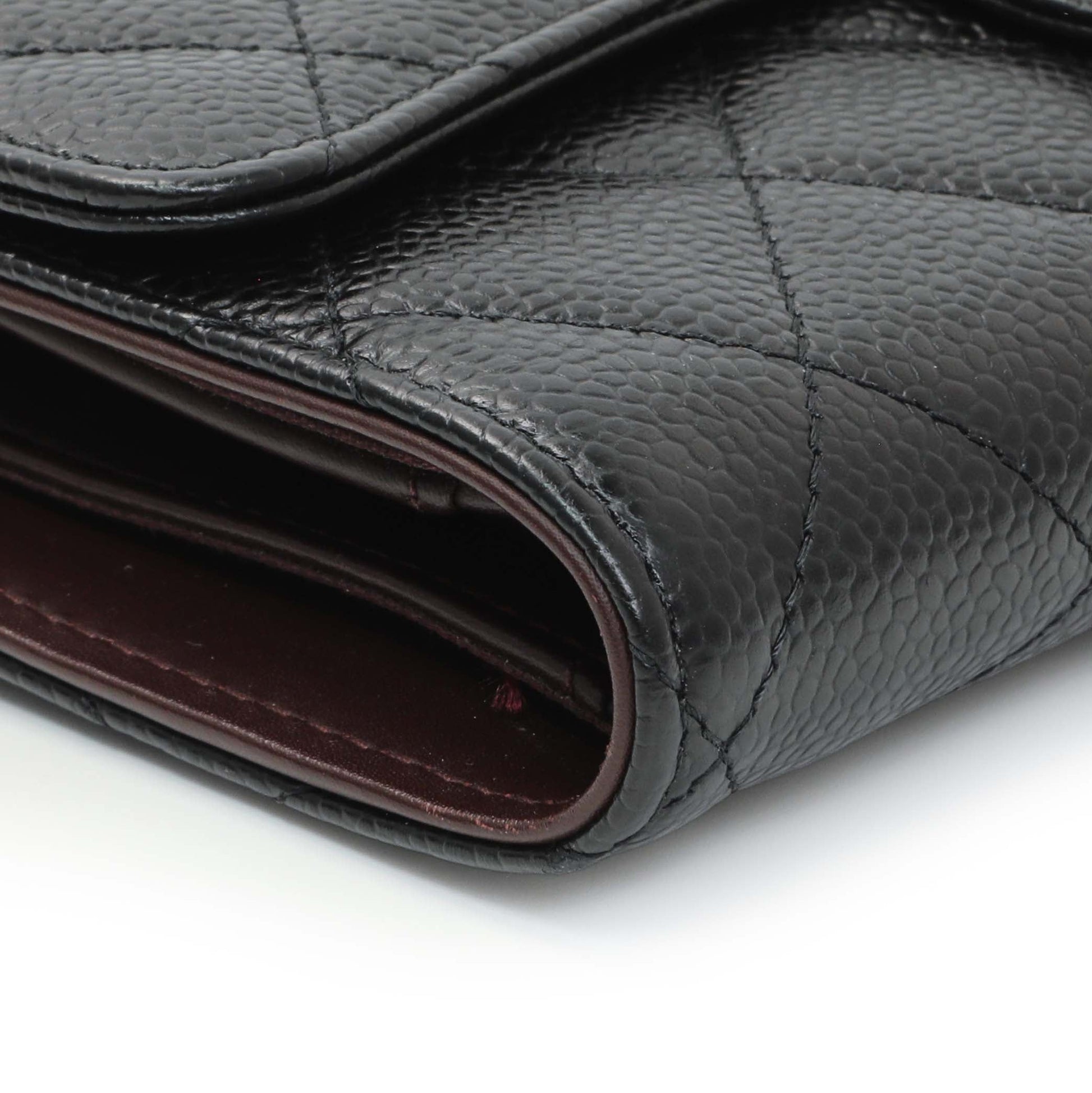 Exclusive Chanel Black Quilted Caviar Large Flap Wallet — Top View