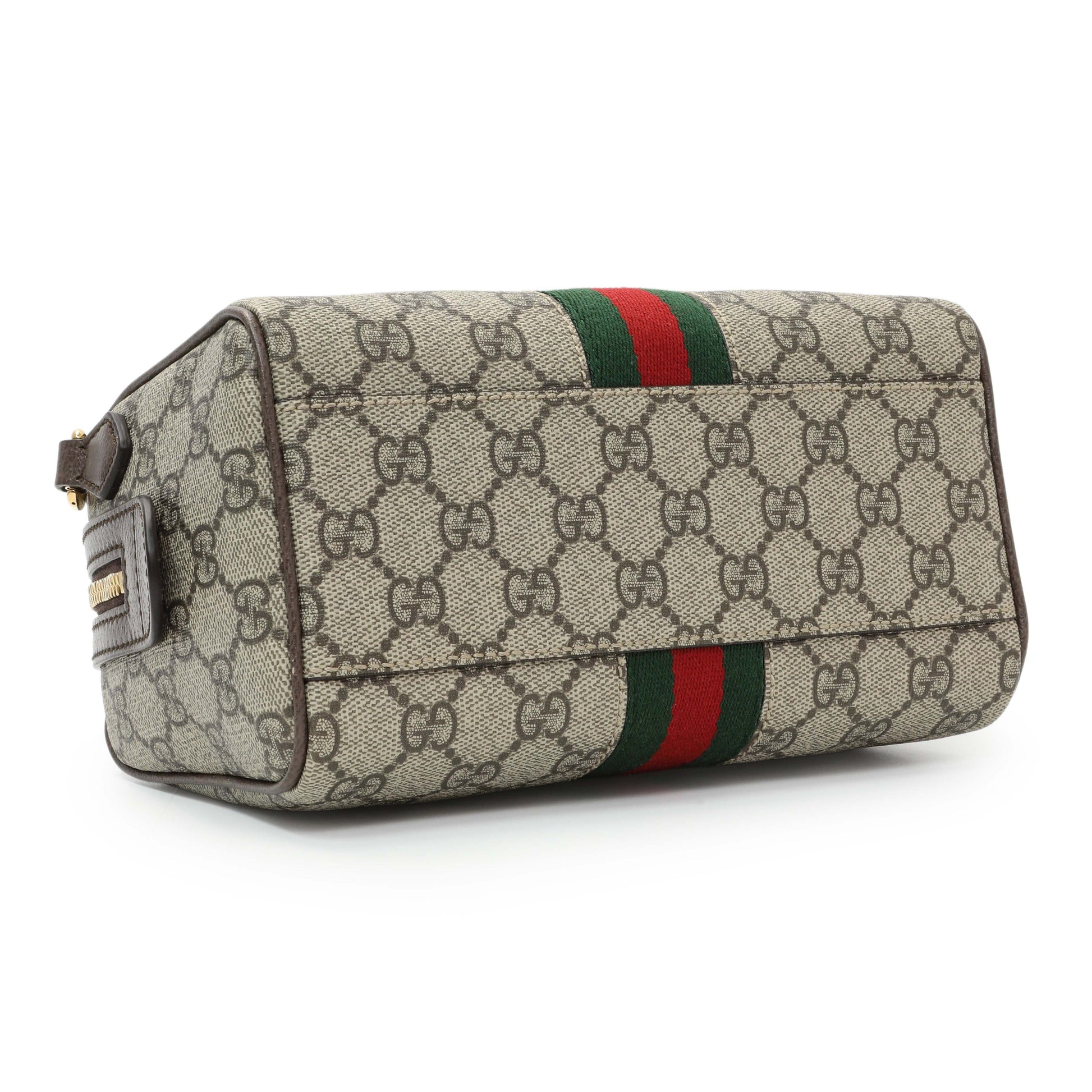 Exclusive Gucci GG Supreme Monogram Web Small Ophidia Boston Bag — Back View