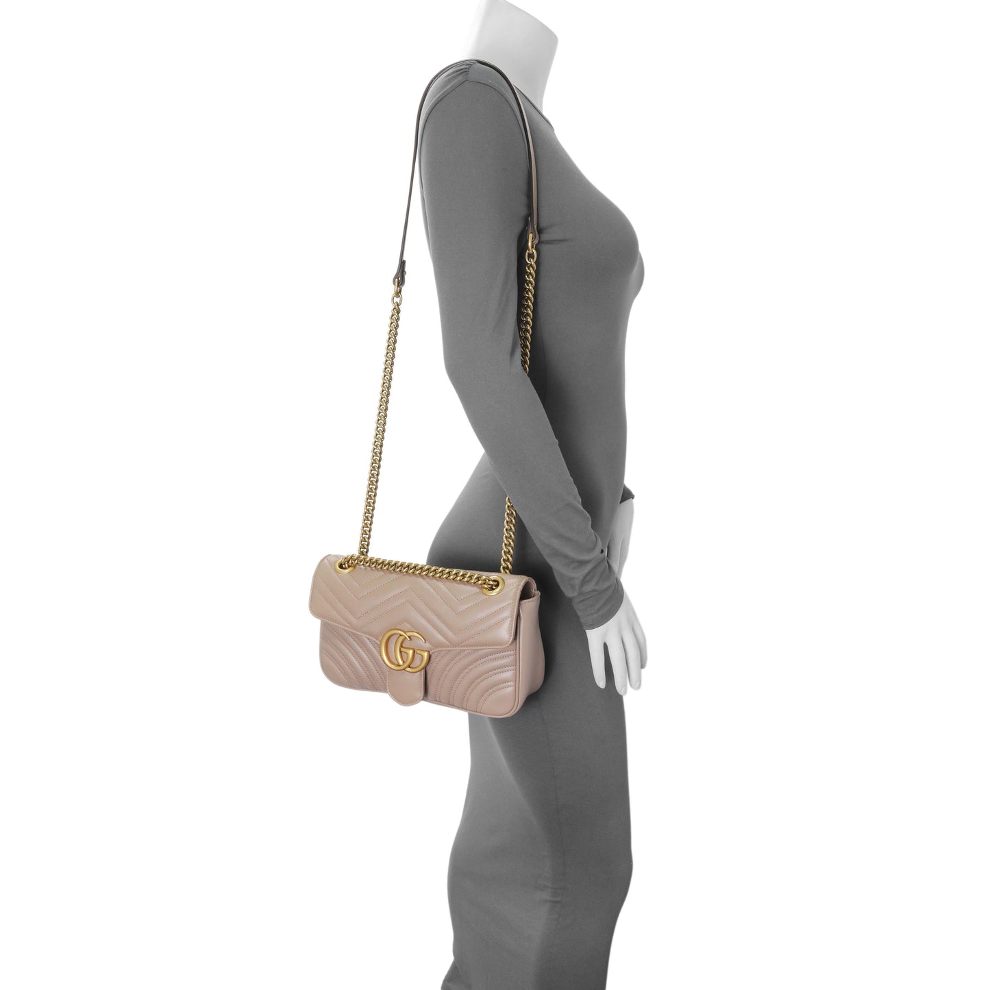 Exclusive Gucci Porcelain Rose Calfskin Matelasse Small GG Marmont Shoulder Bag — Alternate View 11