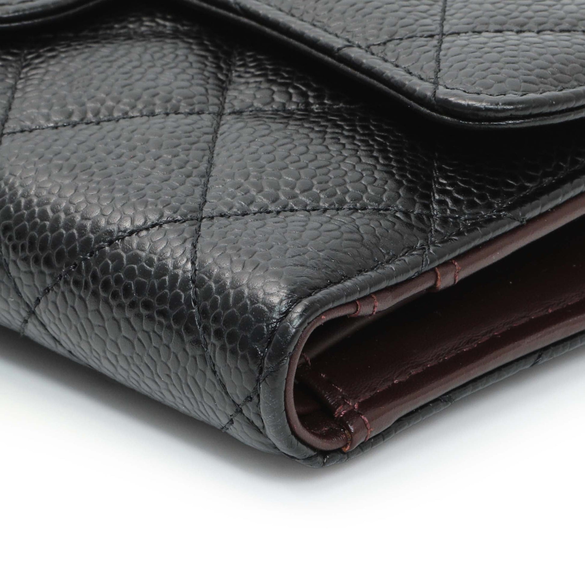 Exclusive Chanel Black Quilted Caviar Large Flap Wallet — Detail View