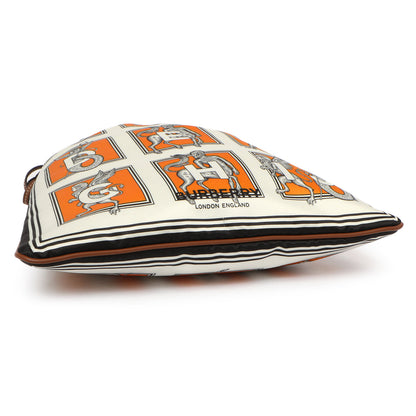 Exclusive Burberry Orange White Silk Drawstring Pouch — Top View