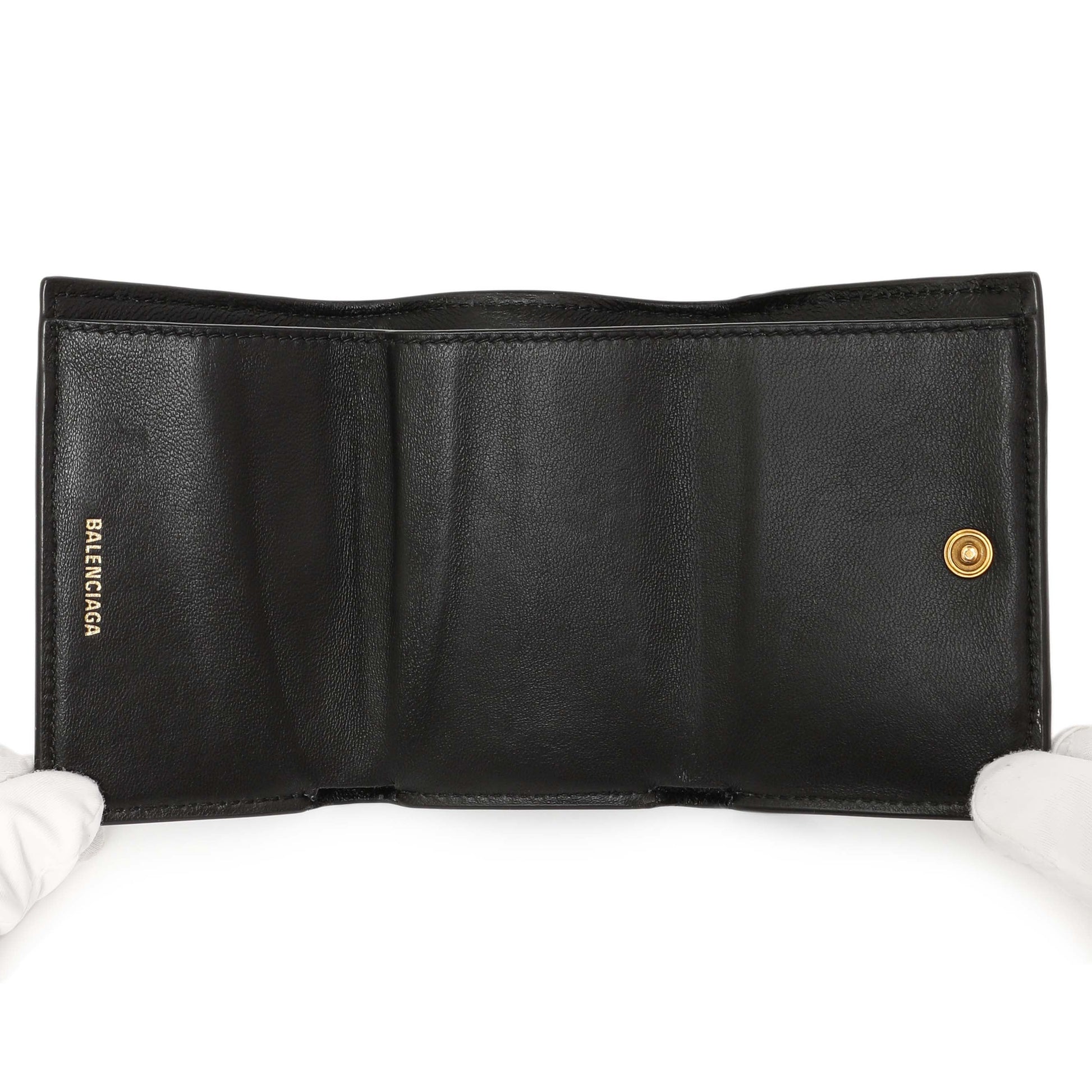 Exclusive Balenciaga Black Calfskin Hourglass Mini Wallet — Alternate View 8