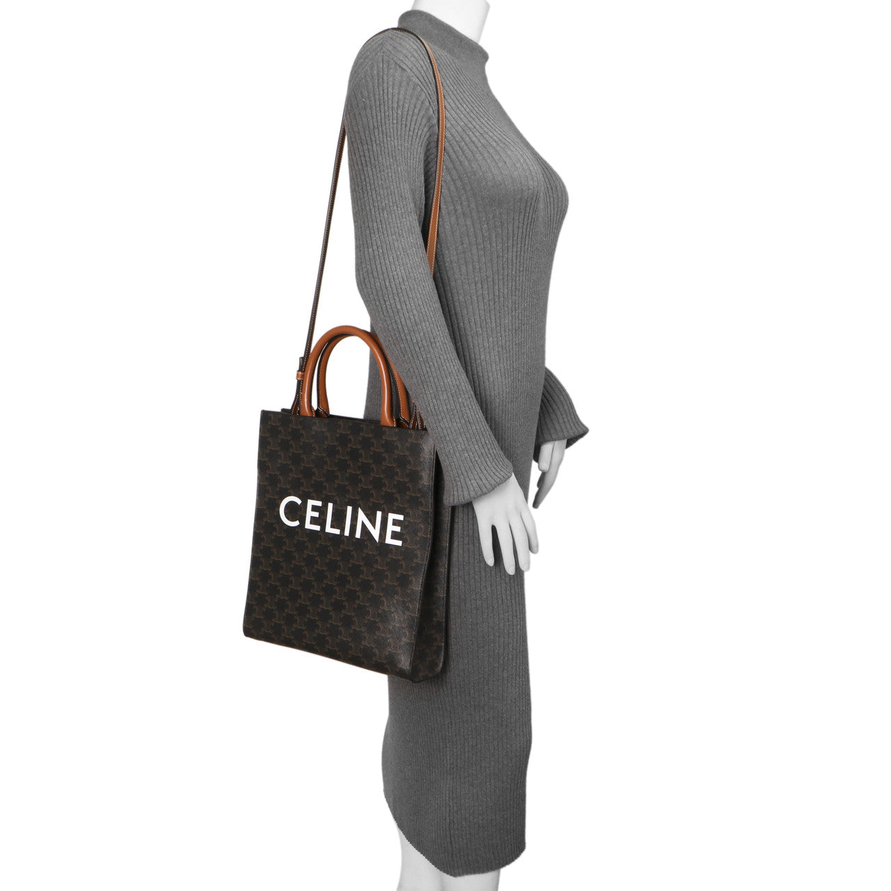 Exclusive Celine Triomphe Canvas Small Vertical Cabas — Alternate View 16