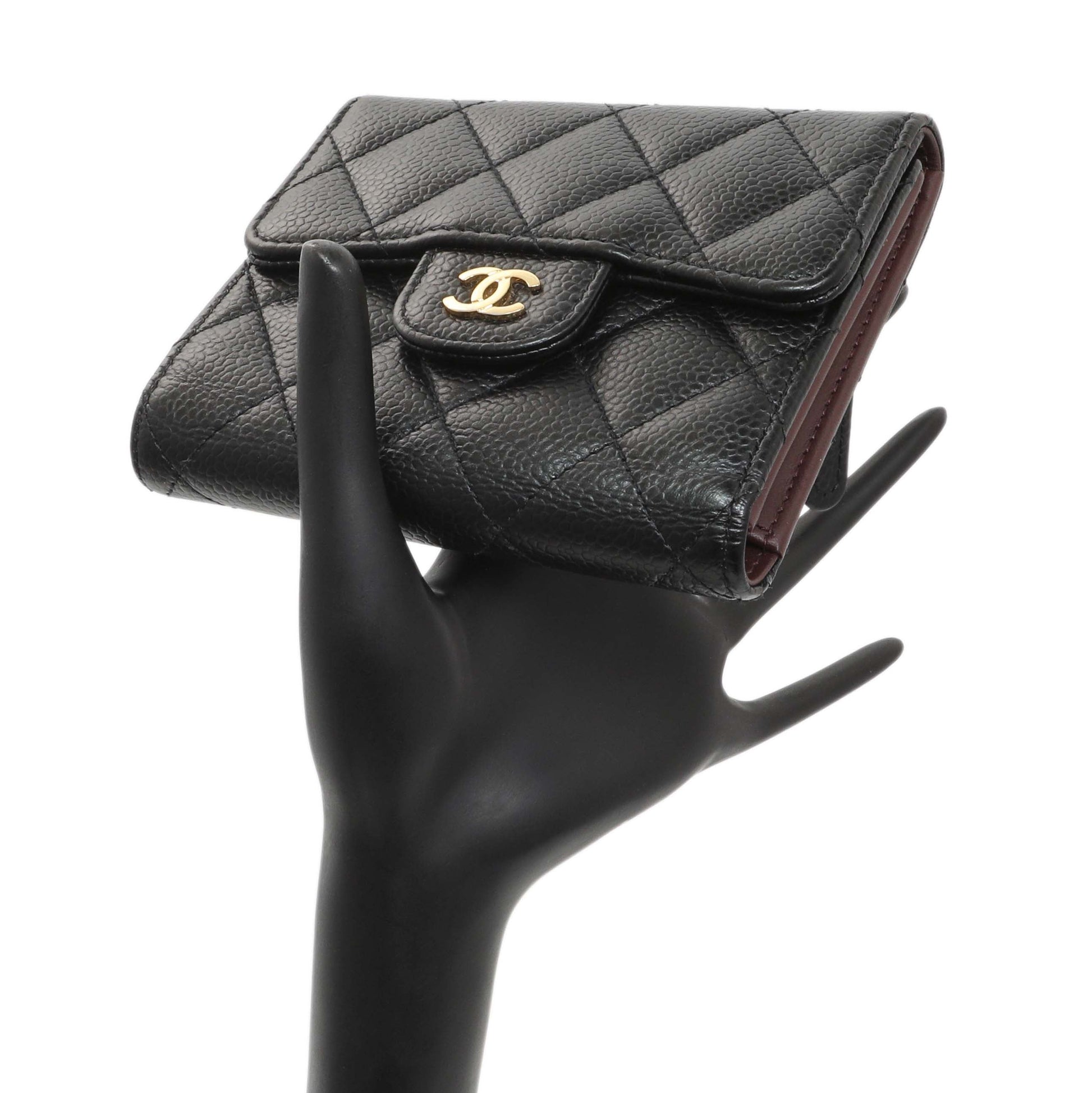 Exclusive Chanel Black Quilted Caviar Compact Flap Wallet — Alternate View 7
